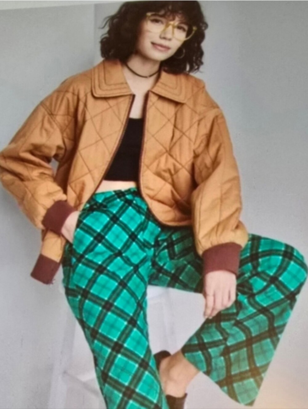Wild Fable Womens Green Plaid Wide-Leg Pants